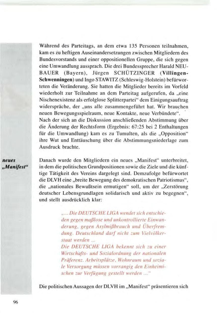 Seite 96 des Verfassungsschutzbericht 1996 Baden-Württemberg