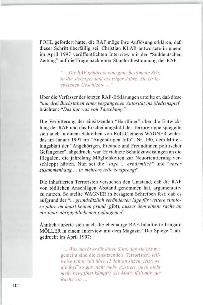 Seite 106 des Verfassungsschutzbericht 1997 Baden-Württemberg