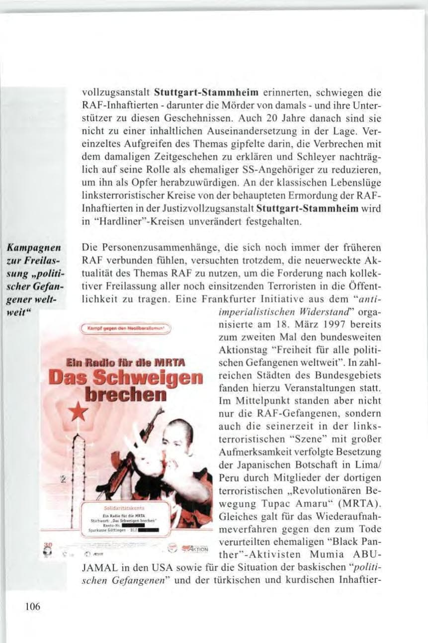 Seite 108 des Verfassungsschutzbericht 1997 Baden-Württemberg