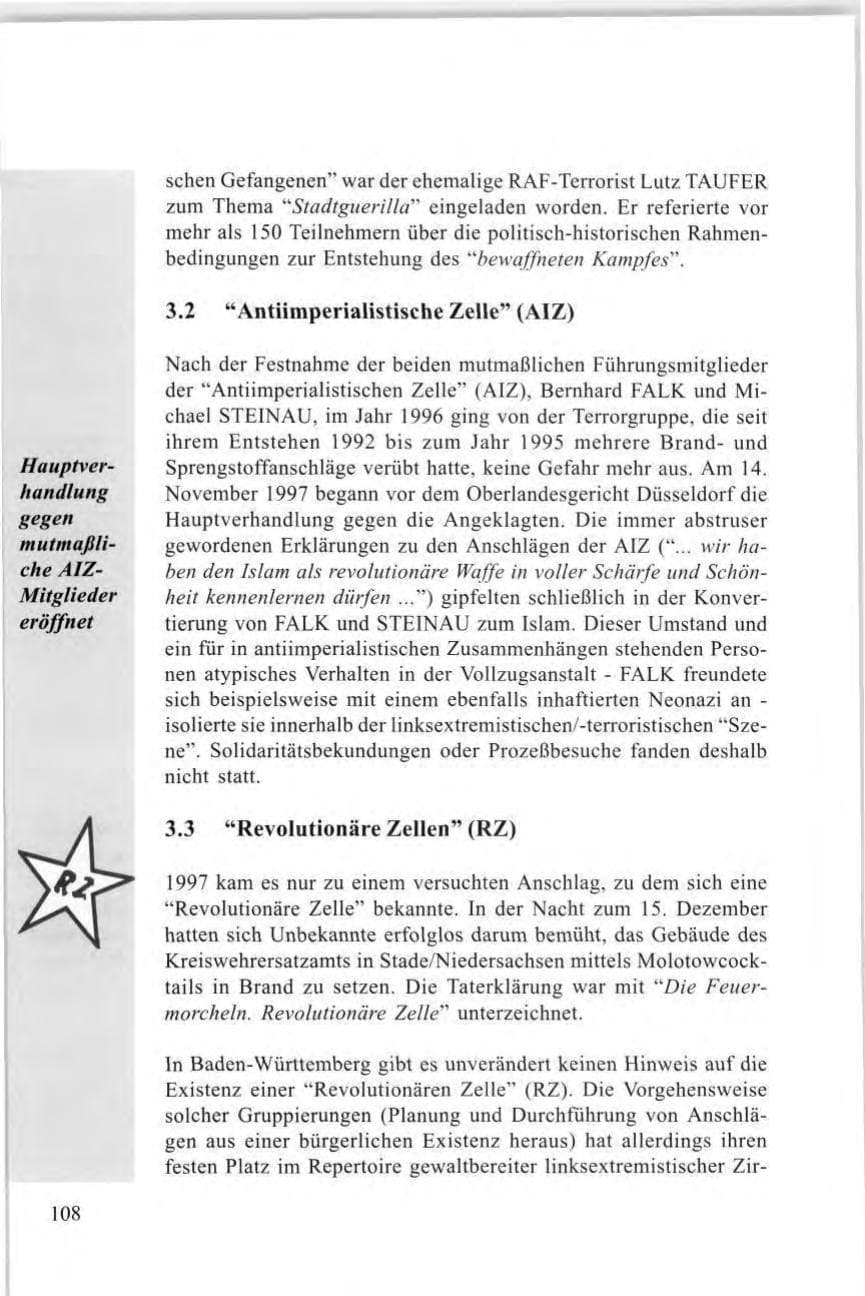 Seite 110 des Verfassungsschutzbericht 1997 Baden-Württemberg