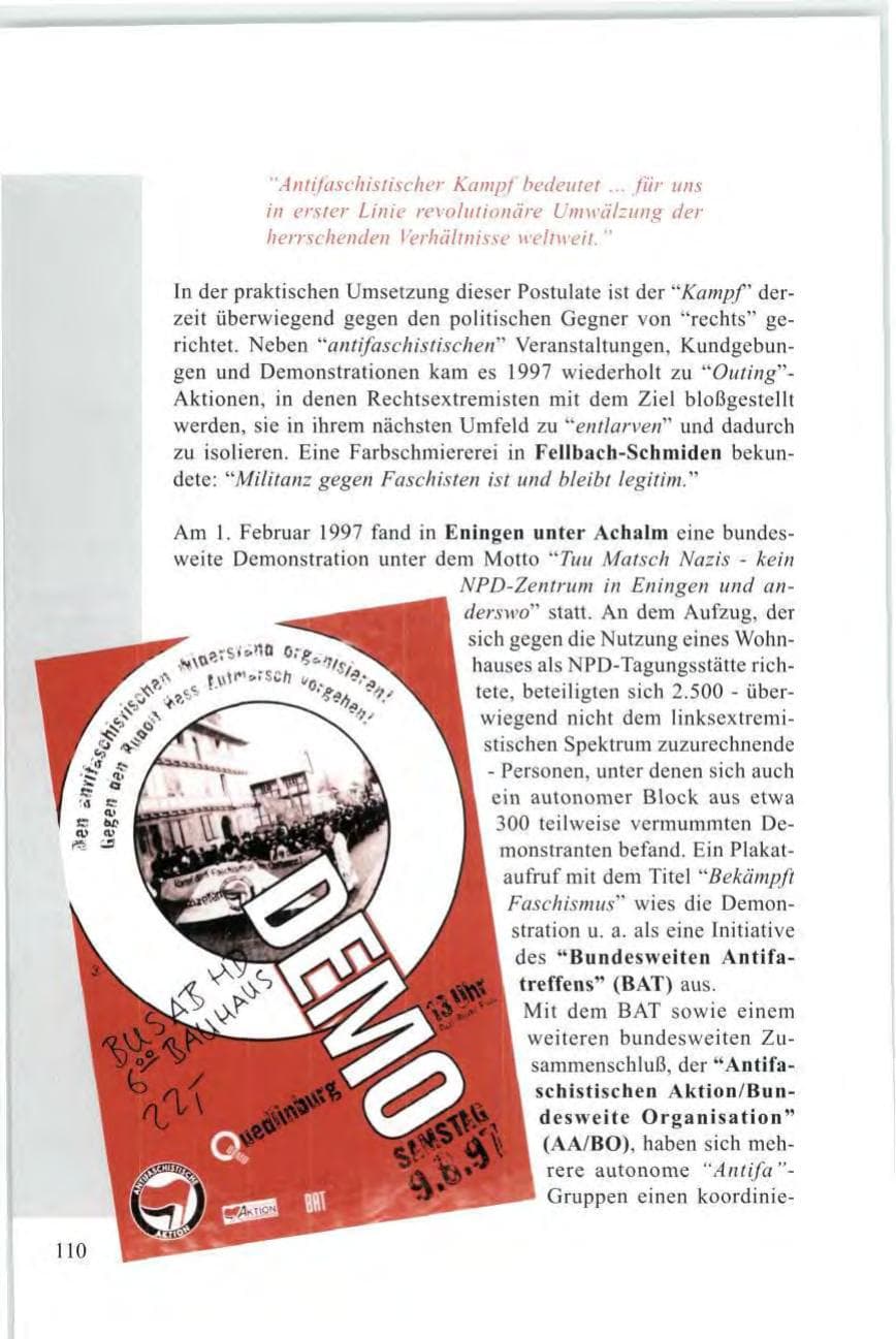 Seite 112 des Verfassungsschutzbericht 1997 Baden-Württemberg