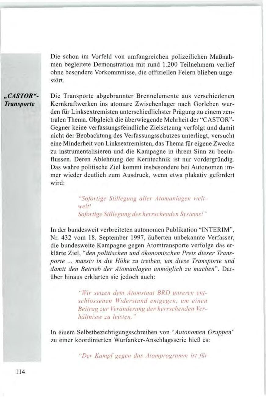 Seite 116 des Verfassungsschutzbericht 1997 Baden-Württemberg
