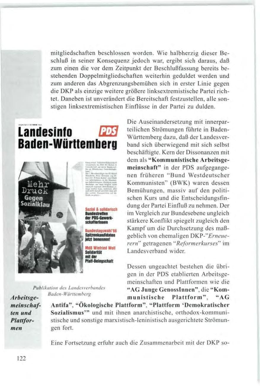 Seite 124 des Verfassungsschutzbericht 1997 Baden-Württemberg