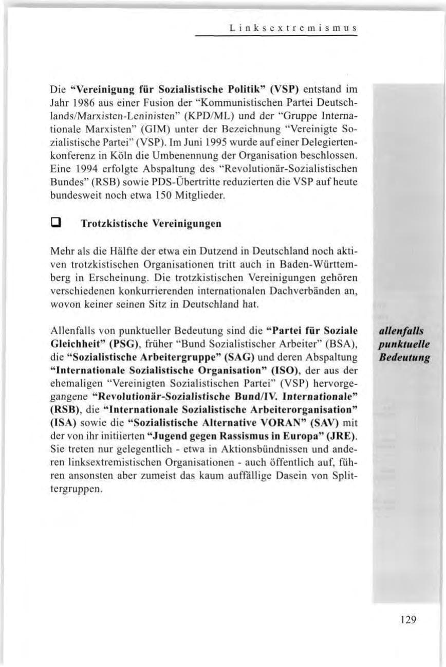 Seite 131 des Verfassungsschutzbericht 1997 Baden-Württemberg