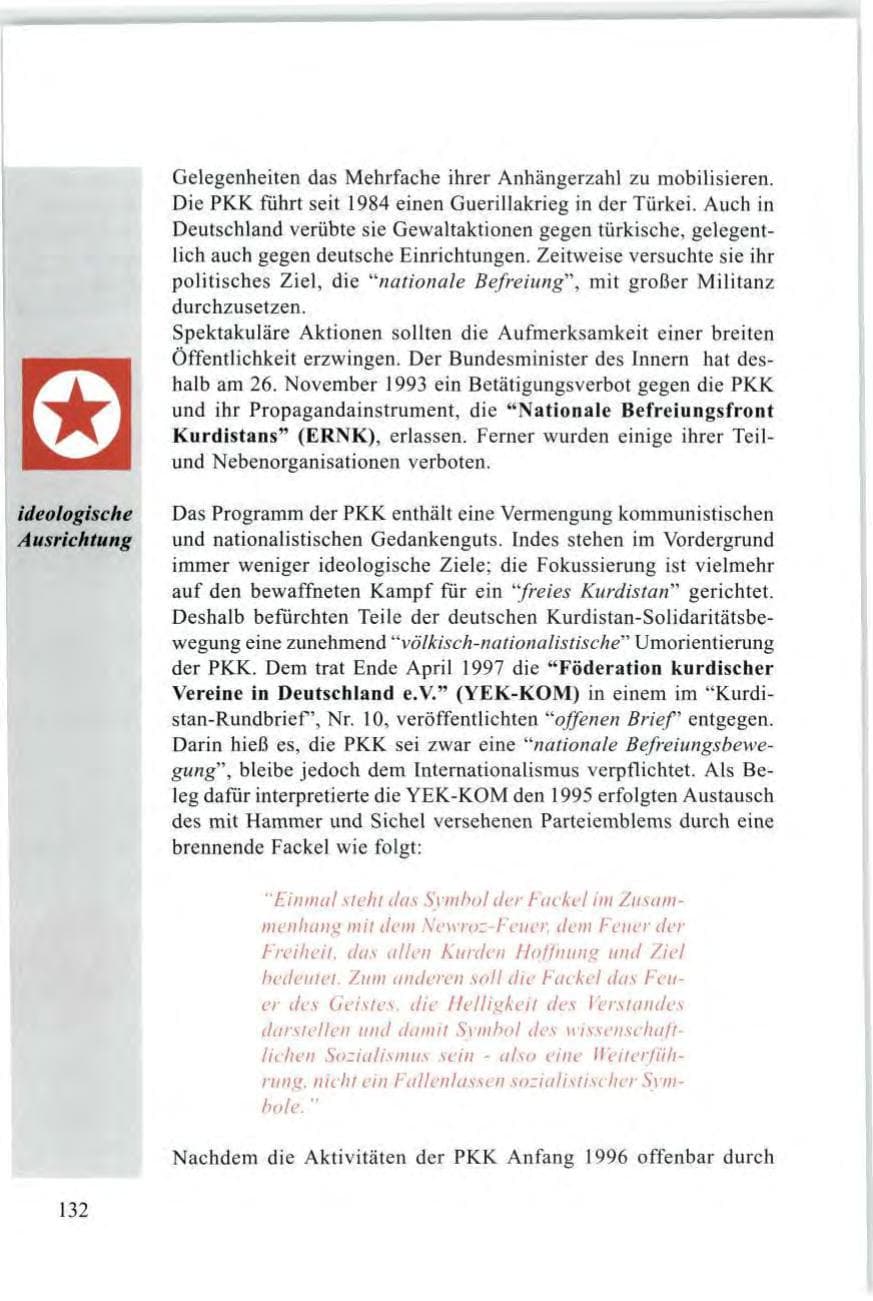 Seite 134 des Verfassungsschutzbericht 1997 Baden-Württemberg