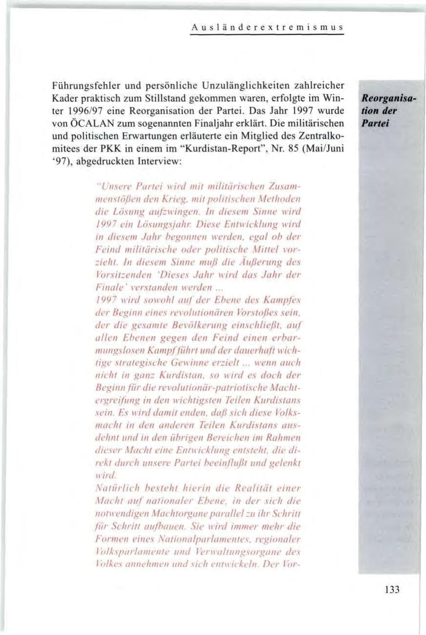 Seite 135 des Verfassungsschutzbericht 1997 Baden-Württemberg