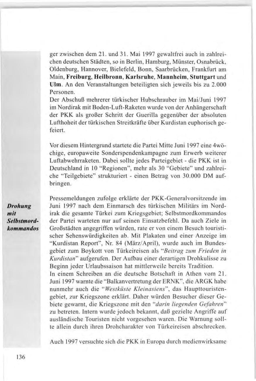 Seite 138 des Verfassungsschutzbericht 1997 Baden-Württemberg