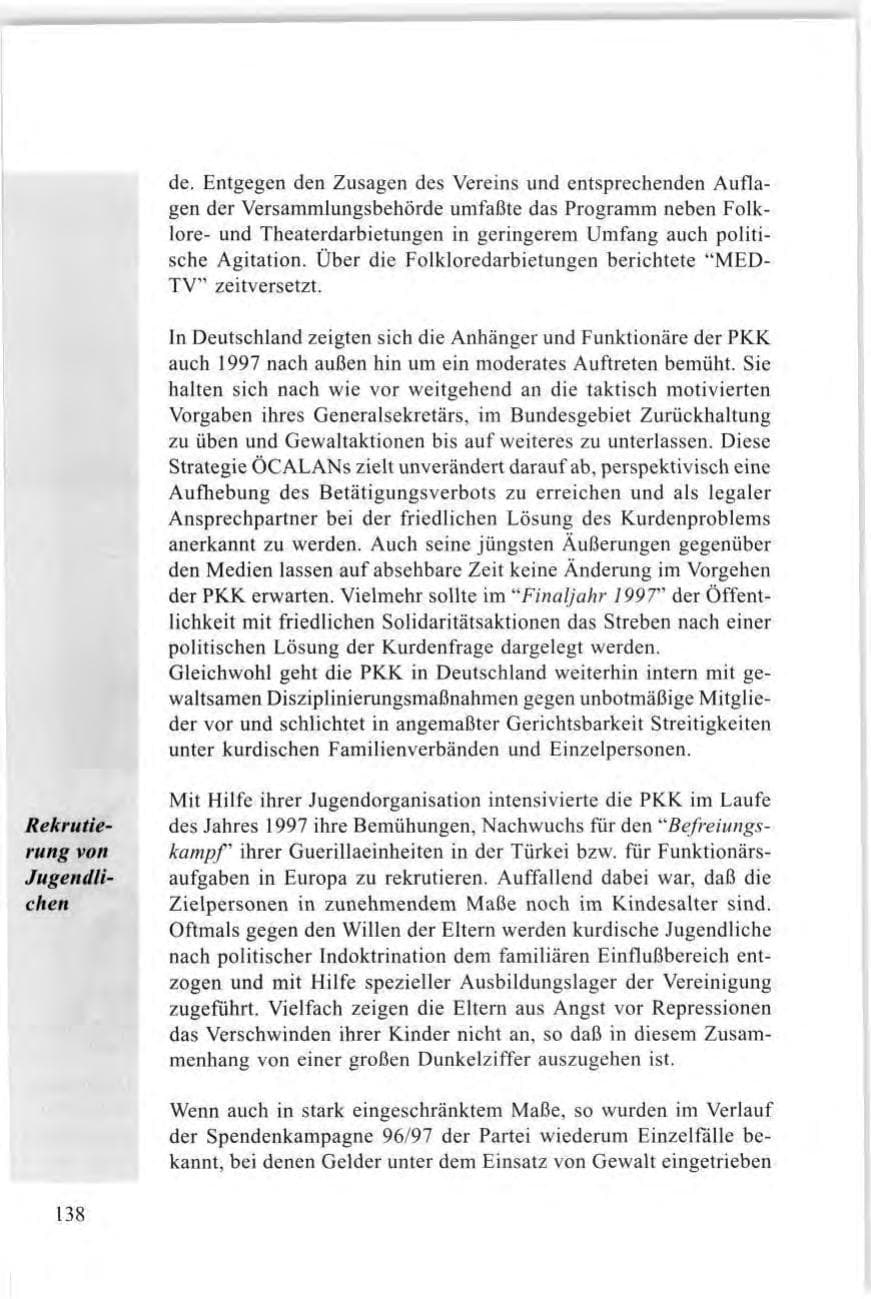 Seite 140 des Verfassungsschutzbericht 1997 Baden-Württemberg