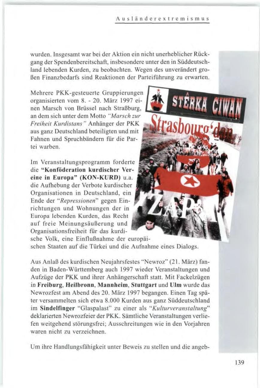 Seite 141 des Verfassungsschutzbericht 1997 Baden-Württemberg