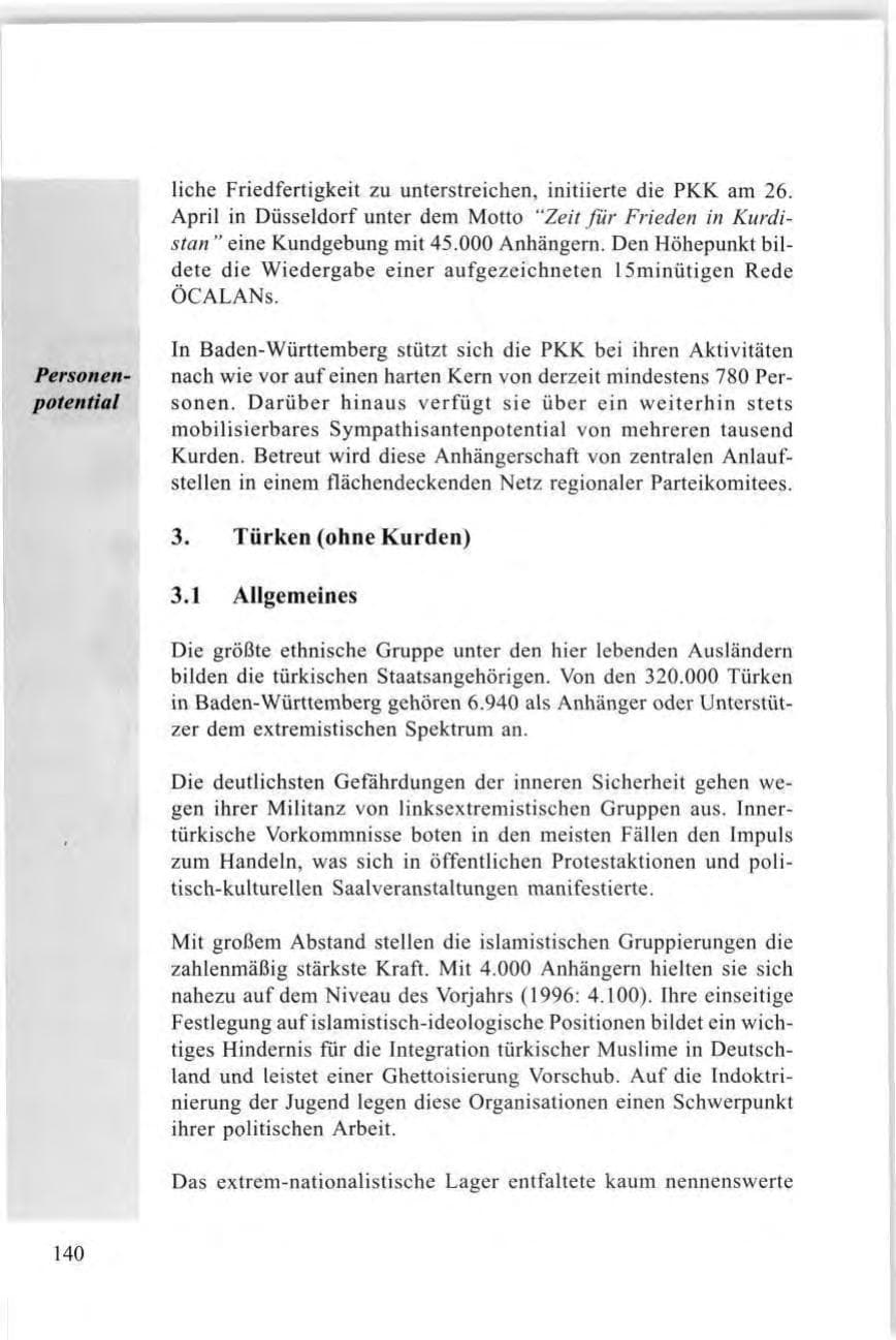 Seite 142 des Verfassungsschutzbericht 1997 Baden-Württemberg