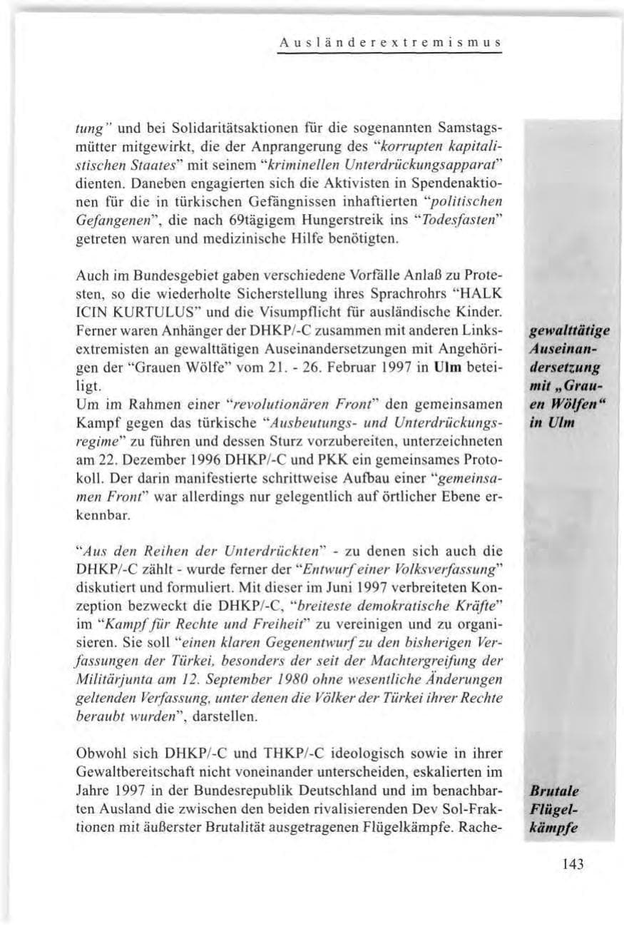 Seite 145 des Verfassungsschutzbericht 1997 Baden-Württemberg
