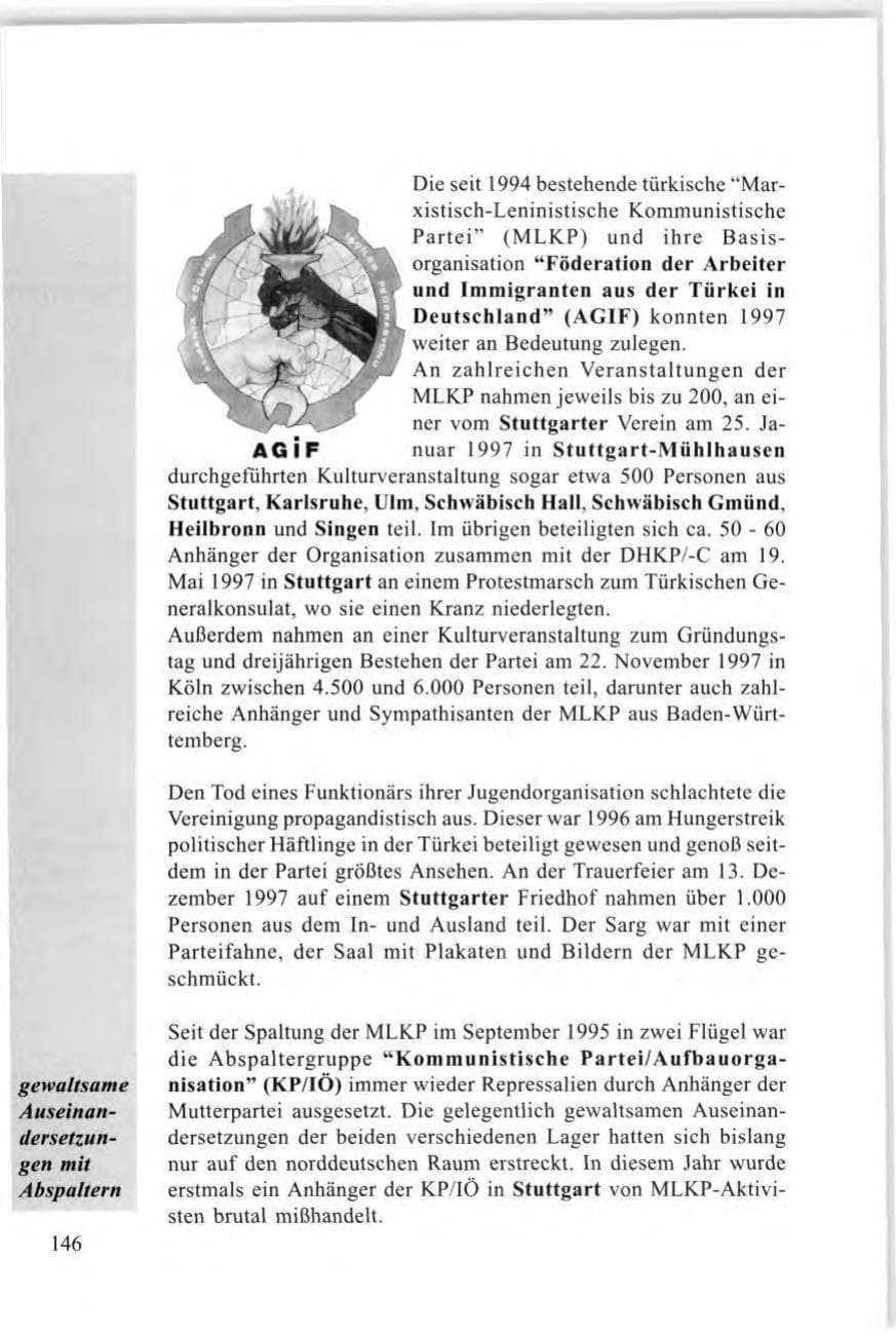 Seite 148 des Verfassungsschutzbericht 1997 Baden-Württemberg