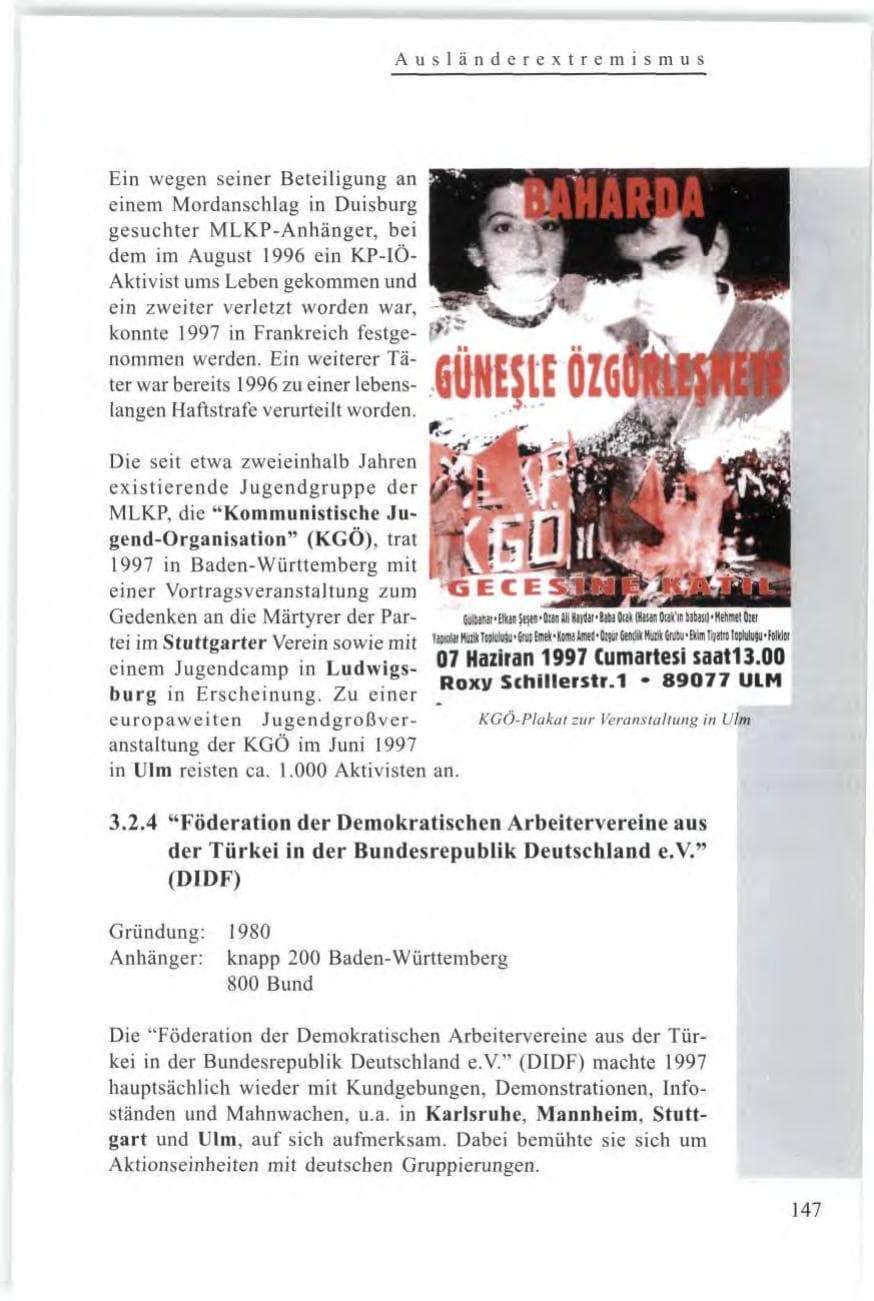 Seite 149 des Verfassungsschutzbericht 1997 Baden-Württemberg