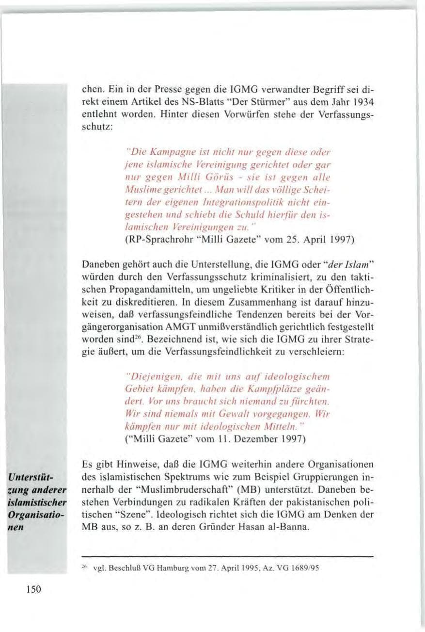 Seite 152 des Verfassungsschutzbericht 1997 Baden-Württemberg