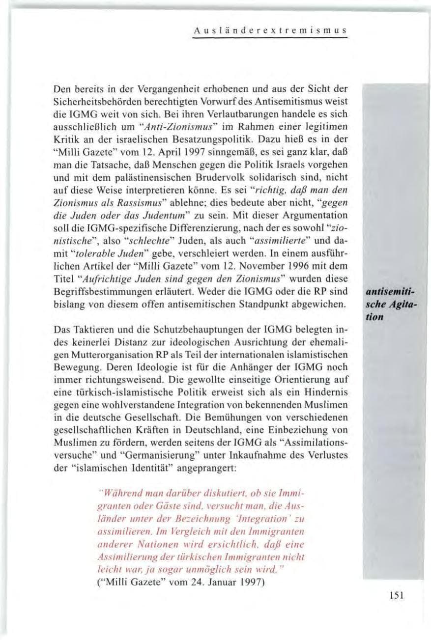 Seite 153 des Verfassungsschutzbericht 1997 Baden-Württemberg