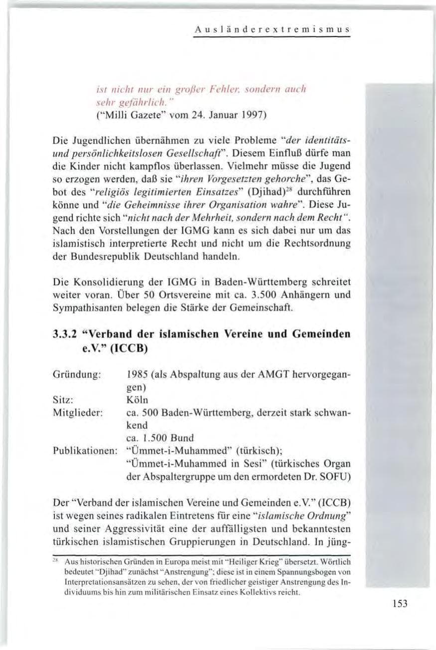 Seite 155 des Verfassungsschutzbericht 1997 Baden-Württemberg