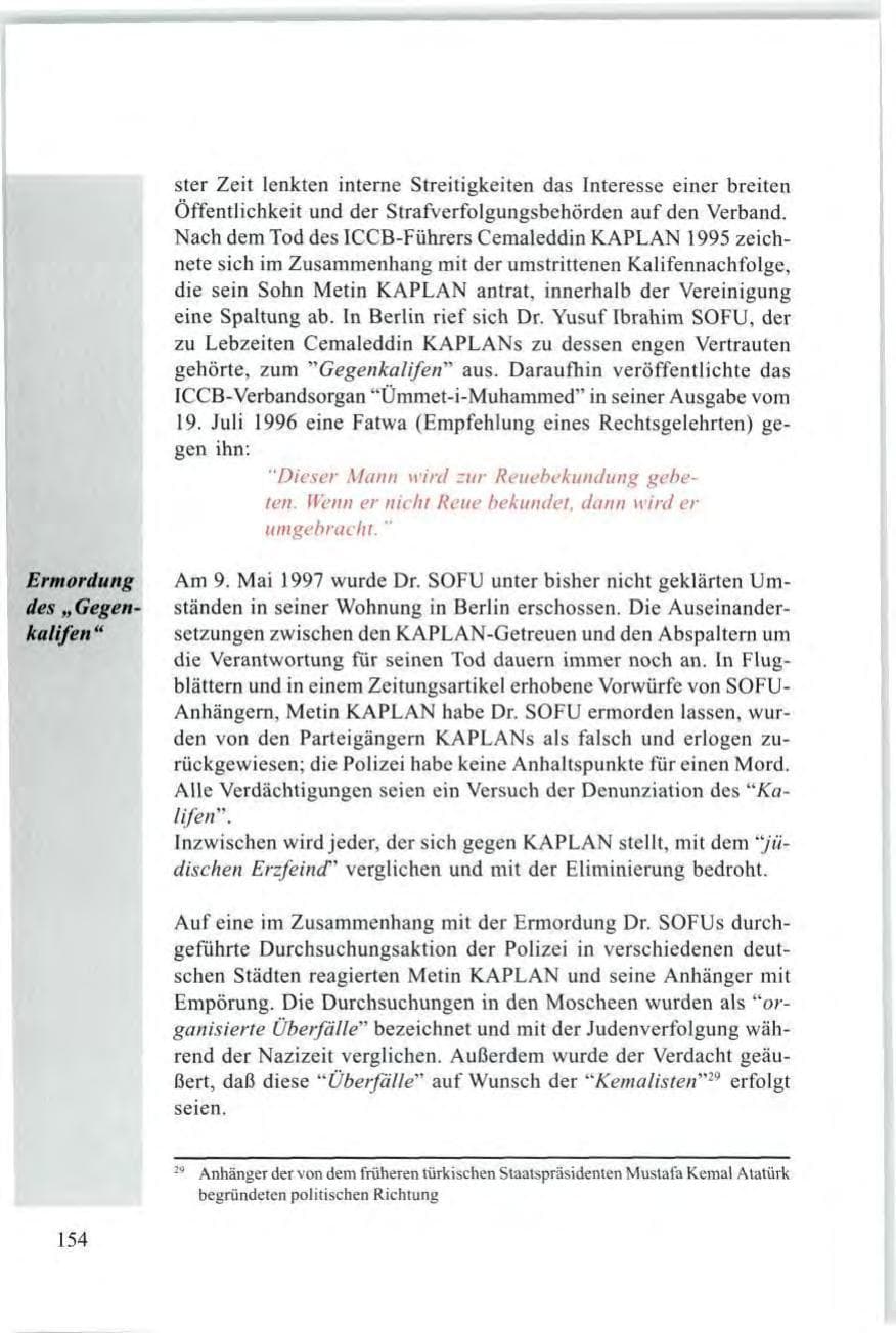Seite 156 des Verfassungsschutzbericht 1997 Baden-Württemberg