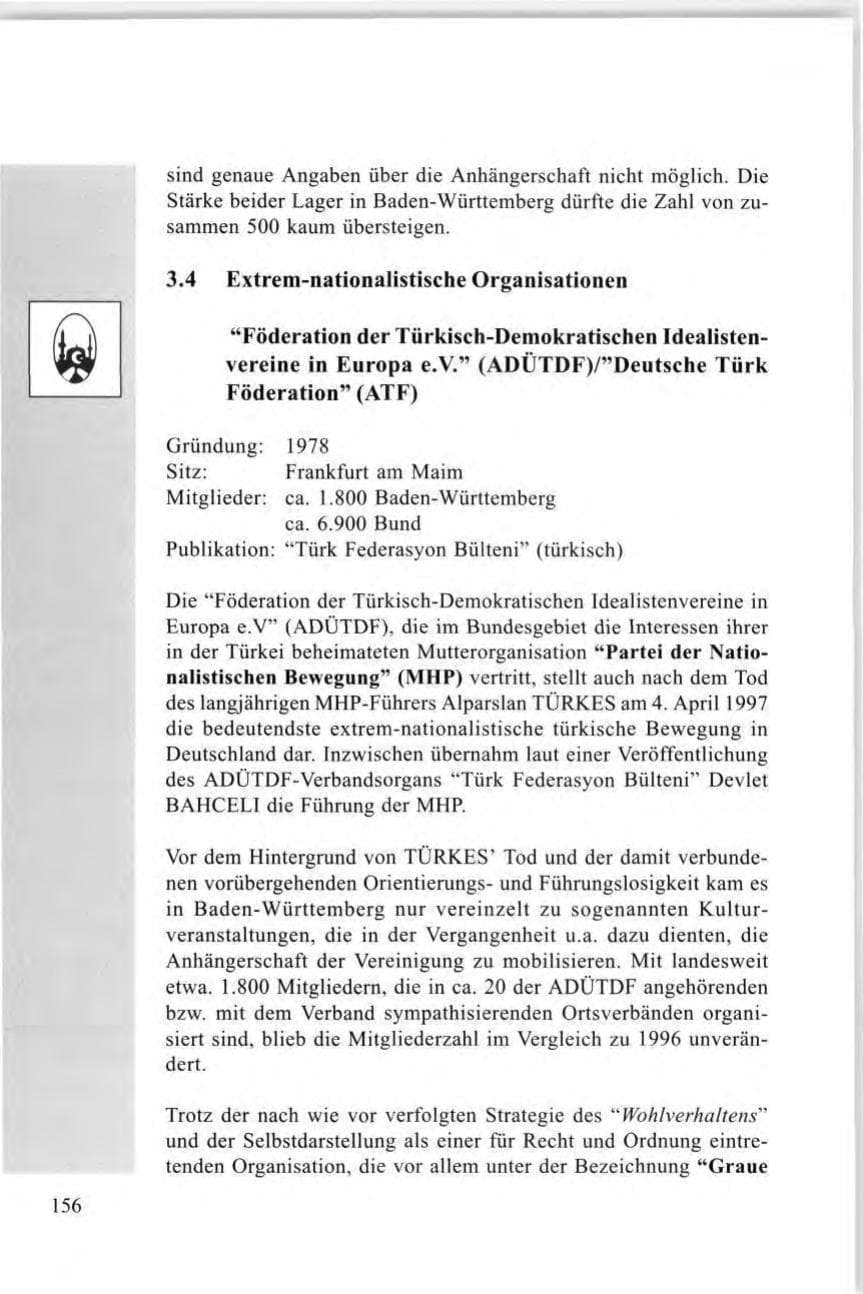 Seite 158 des Verfassungsschutzbericht 1997 Baden-Württemberg