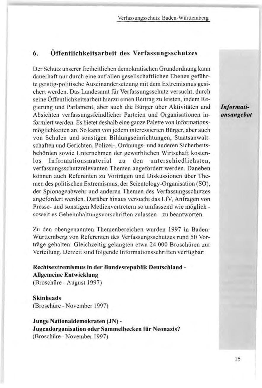Seite 17 des Verfassungsschutzbericht 1997 Baden-Württemberg