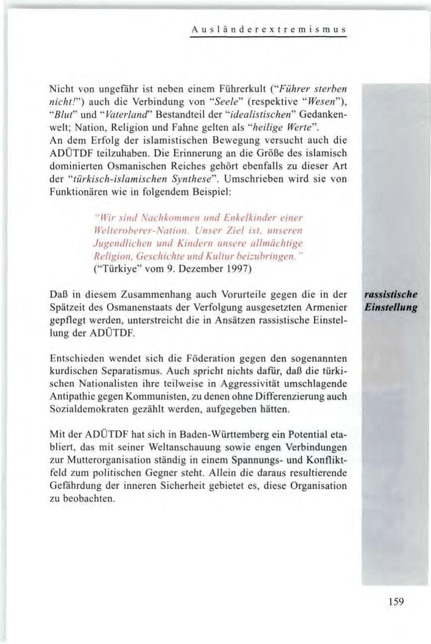 Seite 161 des Verfassungsschutzbericht 1997 Baden-Württemberg