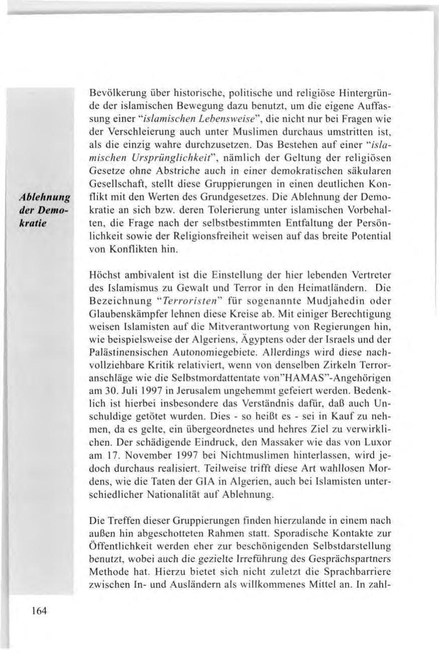 Seite 166 des Verfassungsschutzbericht 1997 Baden-Württemberg