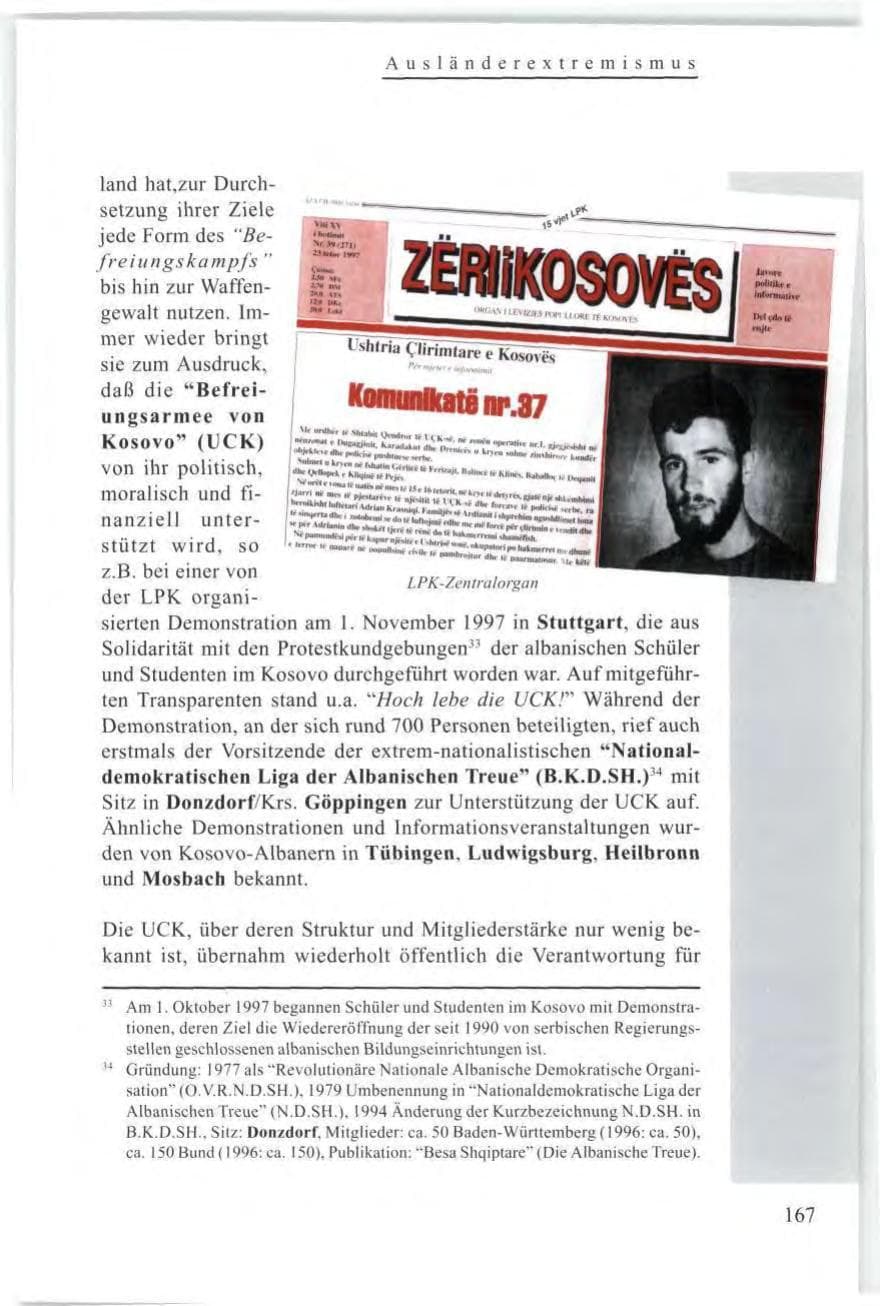 Seite 169 des Verfassungsschutzbericht 1997 Baden-Württemberg