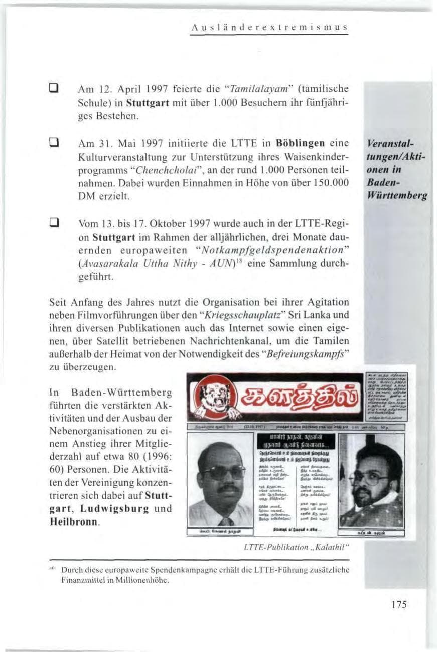 Seite 177 des Verfassungsschutzbericht 1997 Baden-Württemberg