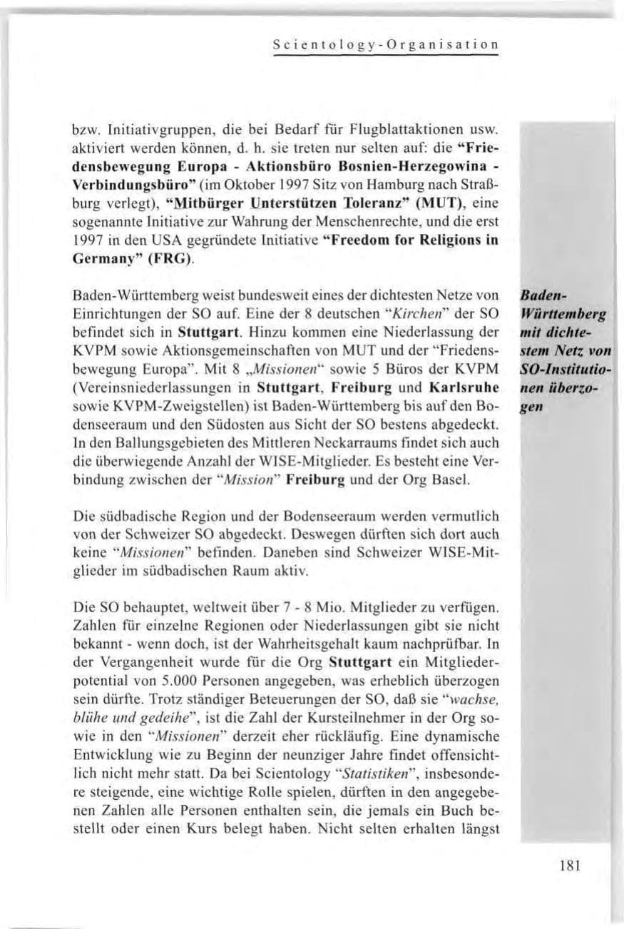 Seite 183 des Verfassungsschutzbericht 1997 Baden-Württemberg