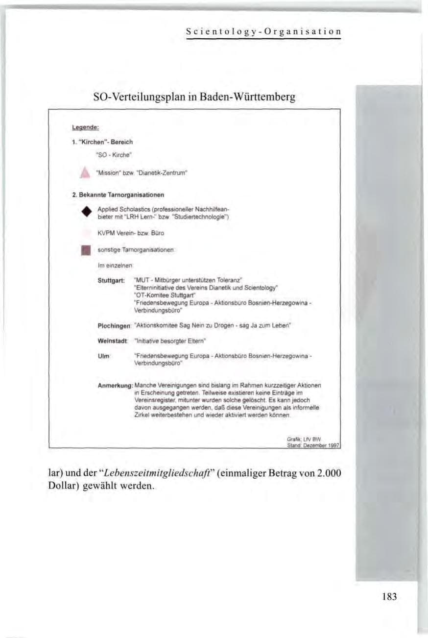 Seite 185 des Verfassungsschutzbericht 1997 Baden-Württemberg