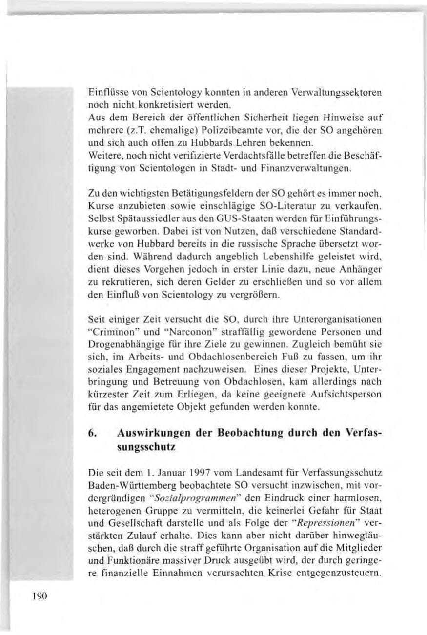 Seite 192 des Verfassungsschutzbericht 1997 Baden-Württemberg