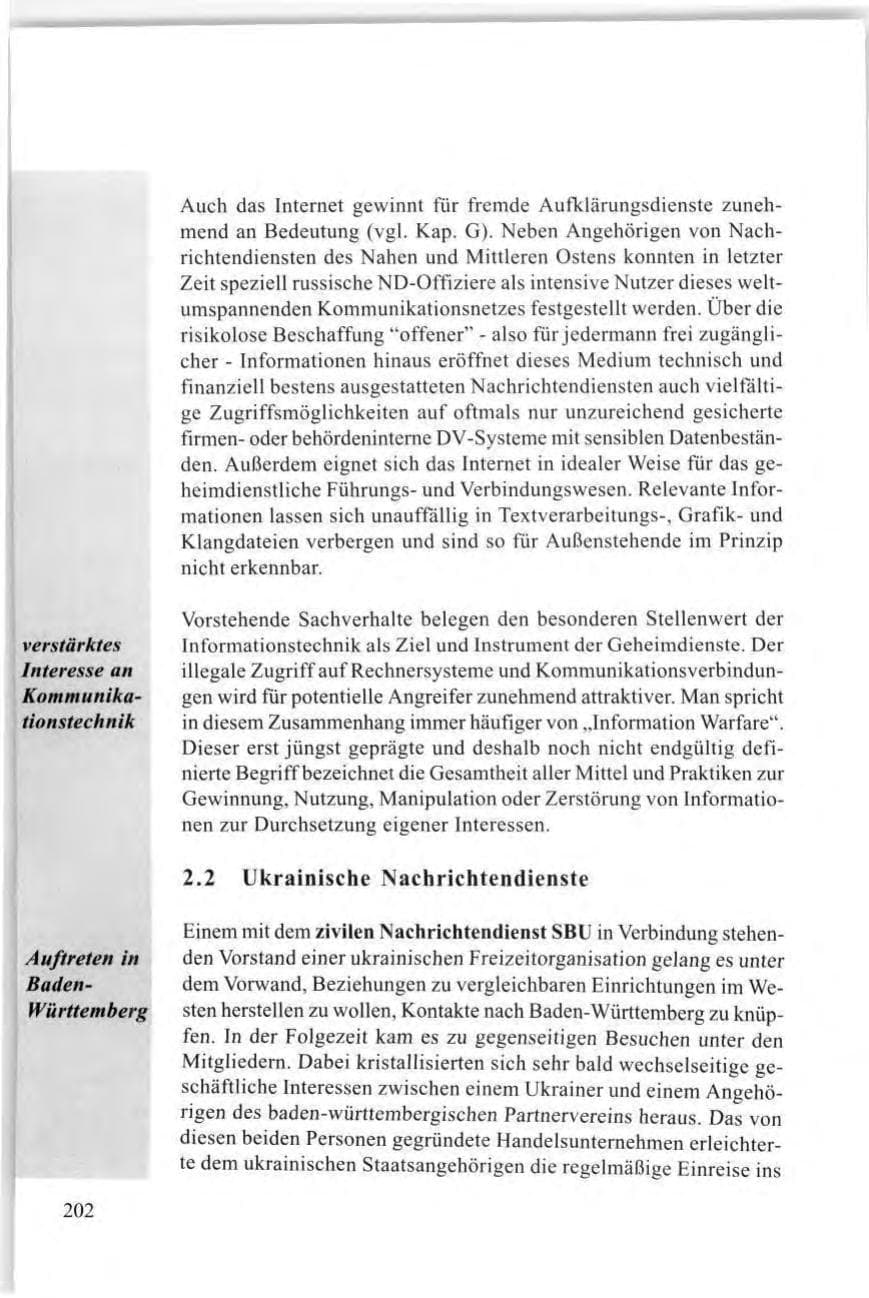 Seite 202 des Verfassungsschutzbericht 1997 Baden-Württemberg