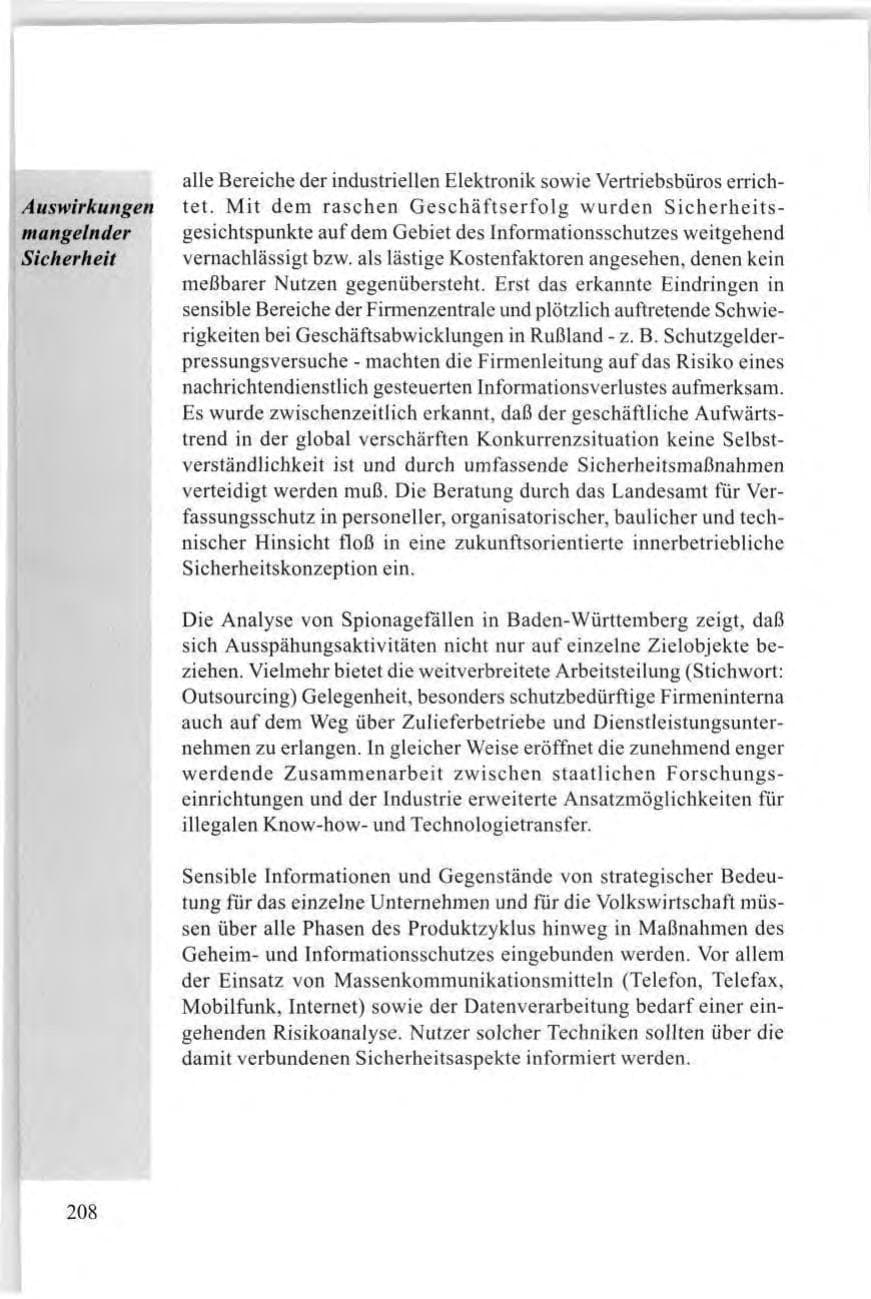 Seite 208 des Verfassungsschutzbericht 1997 Baden-Württemberg