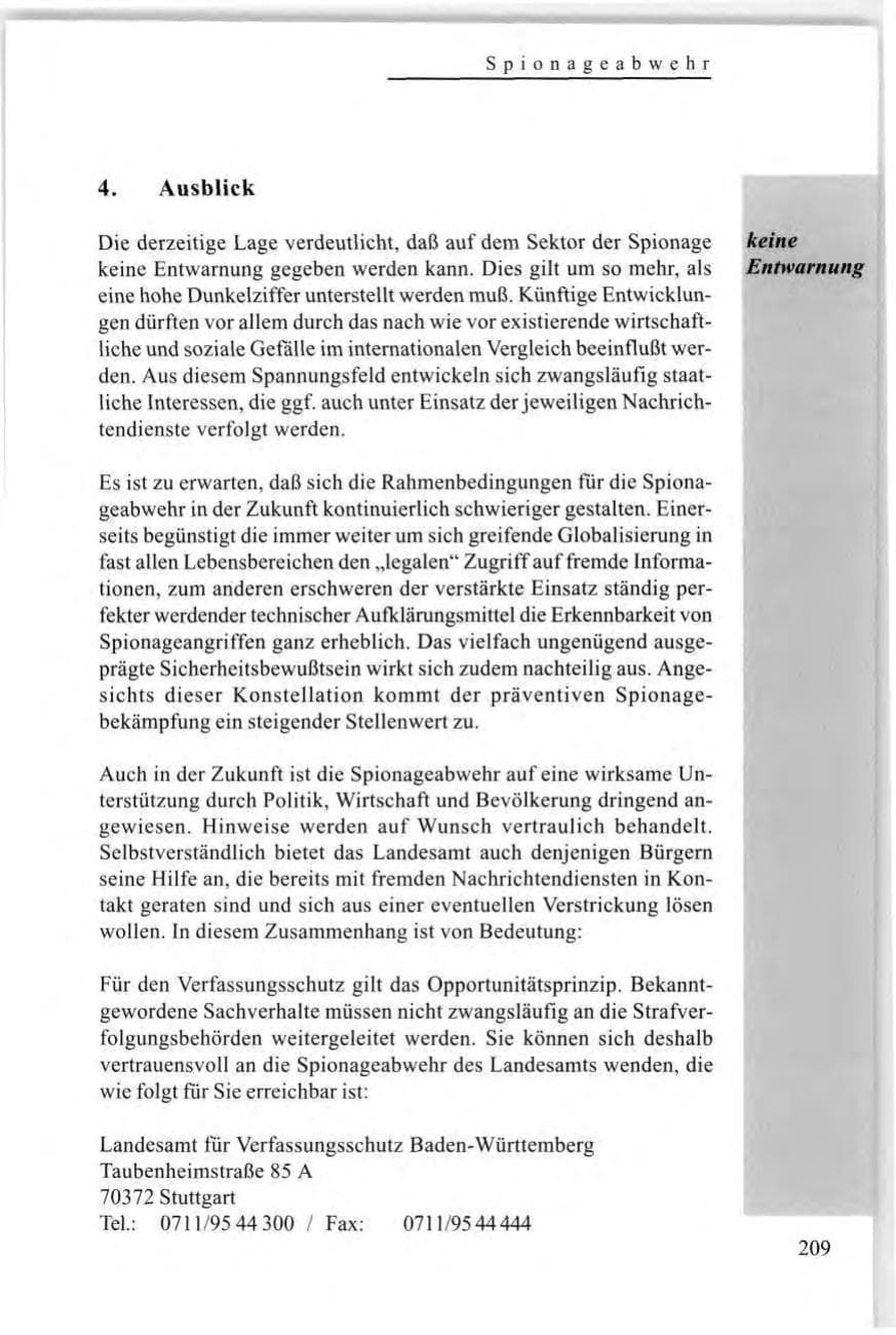 Seite 209 des Verfassungsschutzbericht 1997 Baden-Württemberg