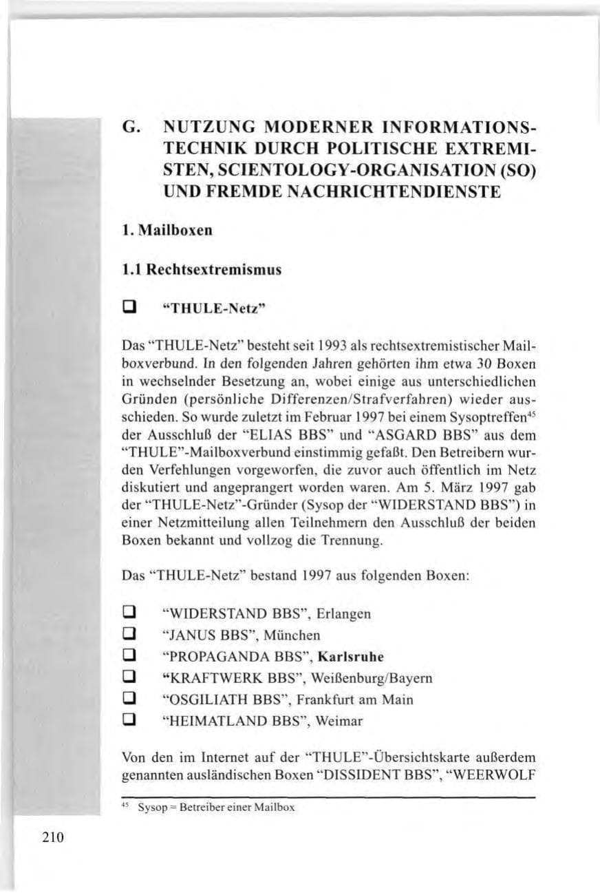 Seite 210 des Verfassungsschutzbericht 1997 Baden-Württemberg