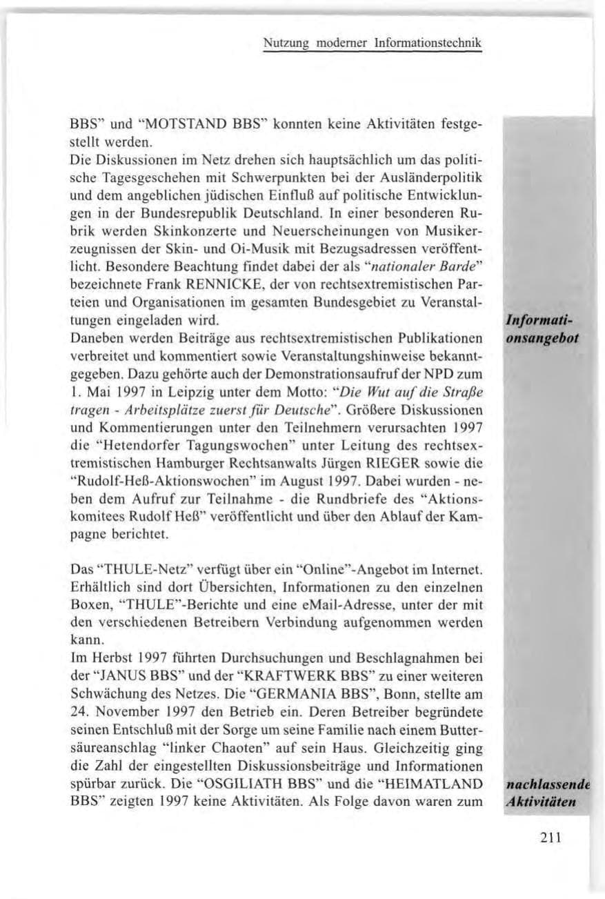 Seite 211 des Verfassungsschutzbericht 1997 Baden-Württemberg
