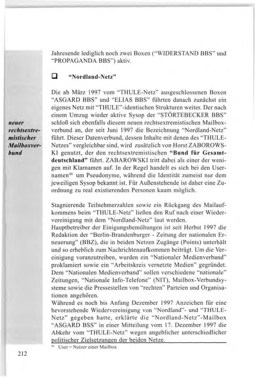 Seite 212 des Verfassungsschutzbericht 1997 Baden-Württemberg