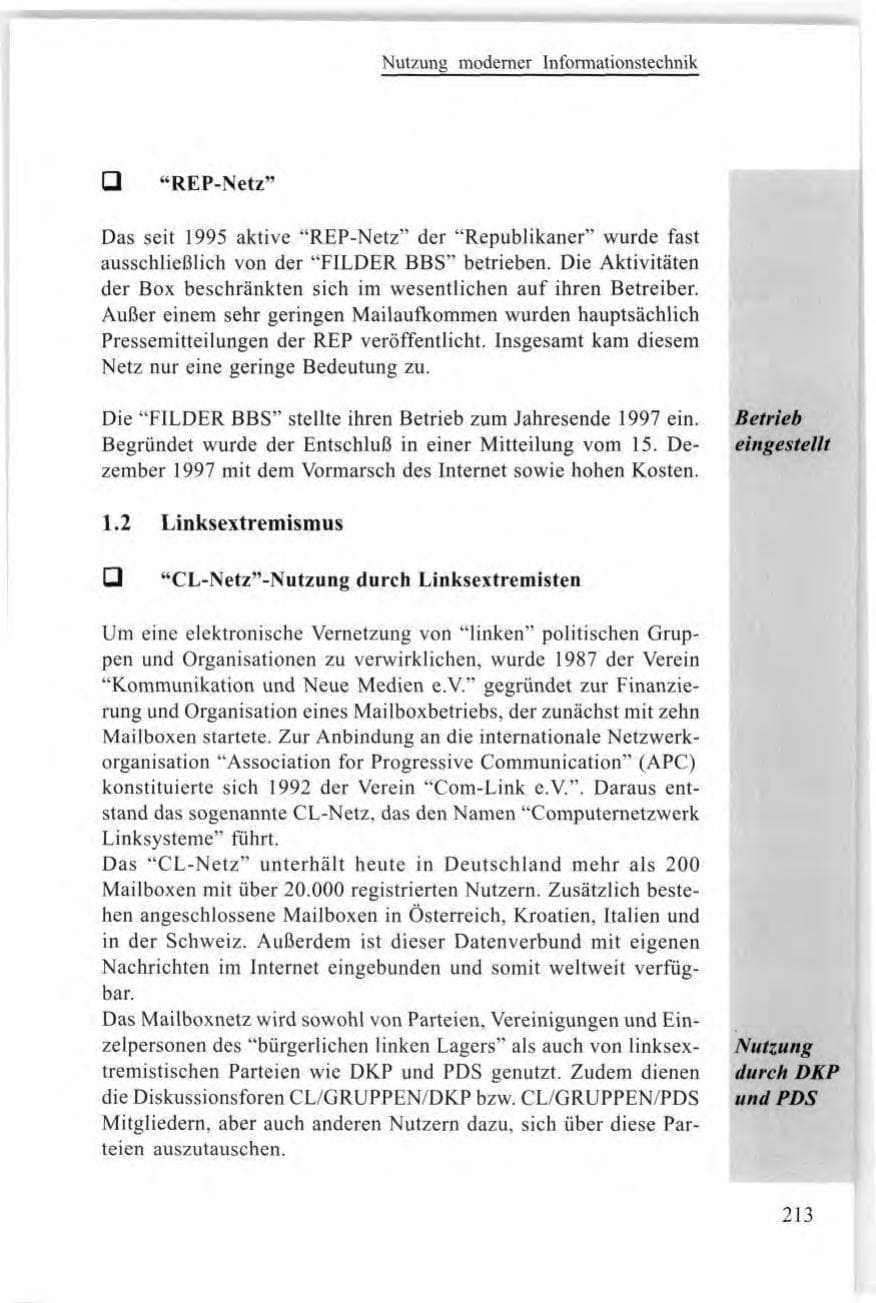 Seite 213 des Verfassungsschutzbericht 1997 Baden-Württemberg