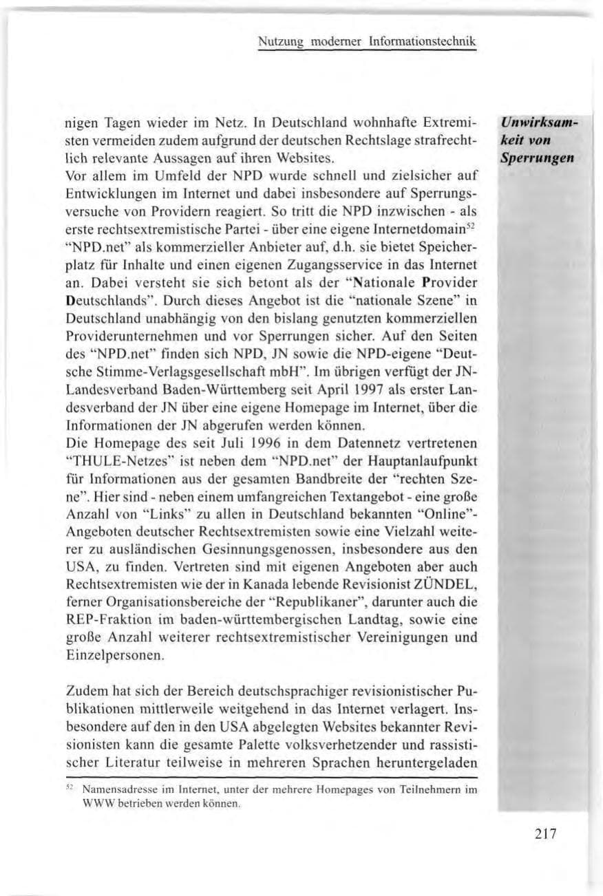 Seite 217 des Verfassungsschutzbericht 1997 Baden-Württemberg