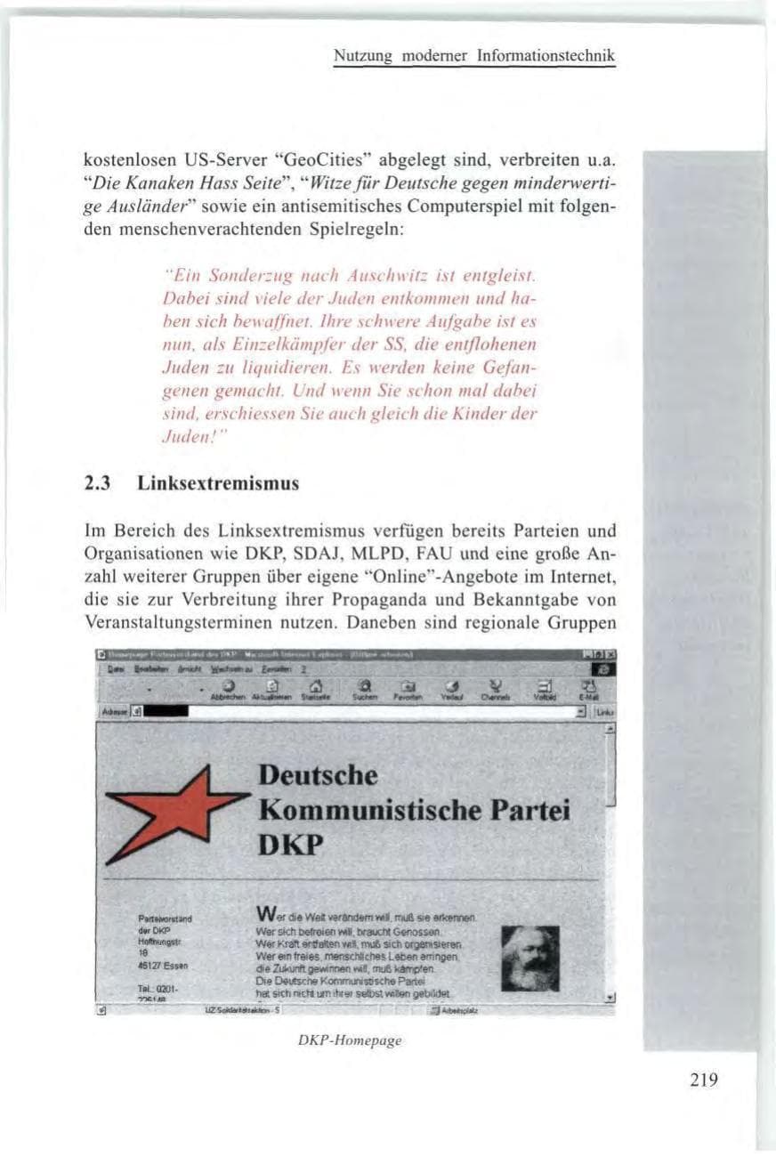 Seite 219 des Verfassungsschutzbericht 1997 Baden-Württemberg