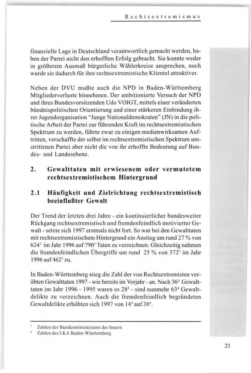 Seite 23 des Verfassungsschutzbericht 1997 Baden-Württemberg