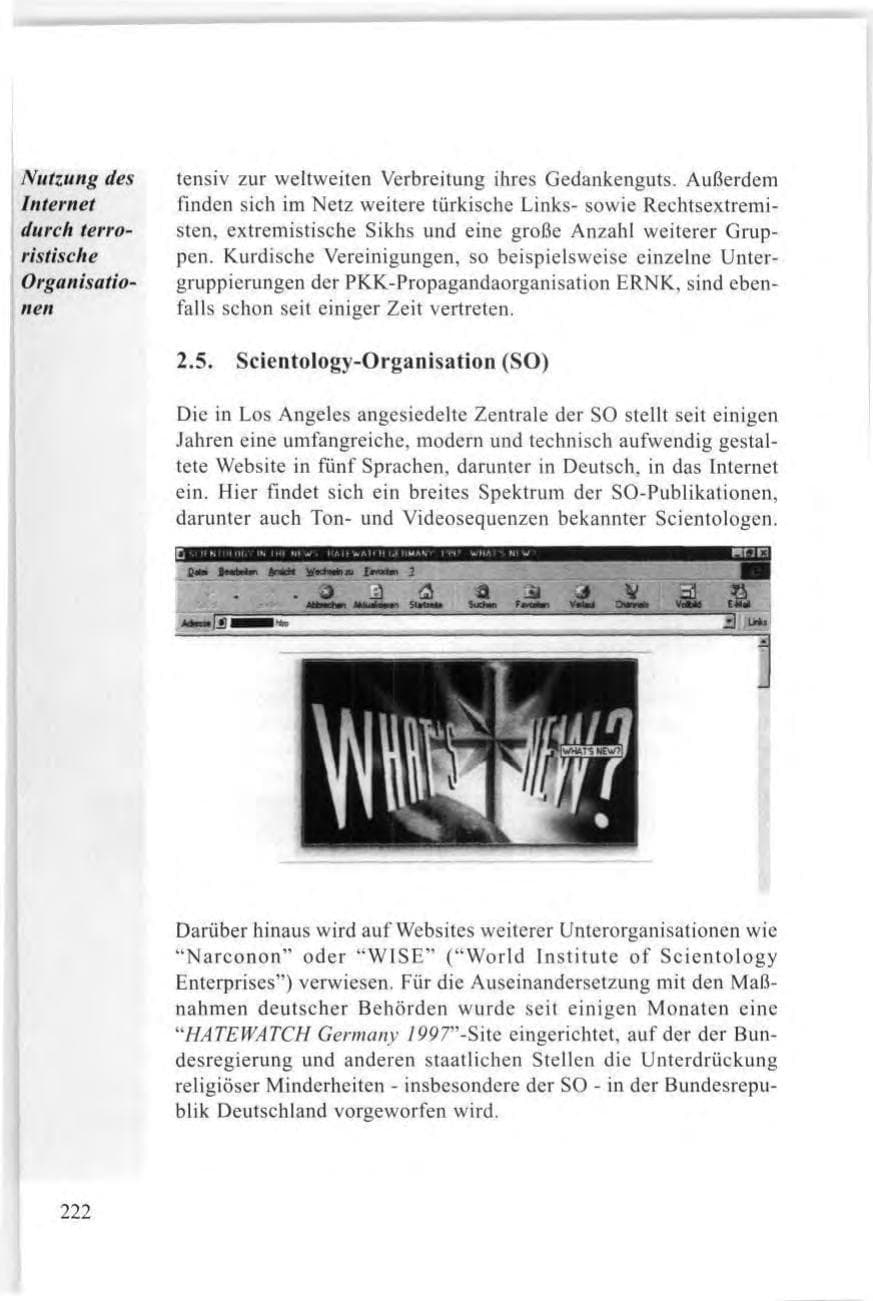 Seite 222 des Verfassungsschutzbericht 1997 Baden-Württemberg