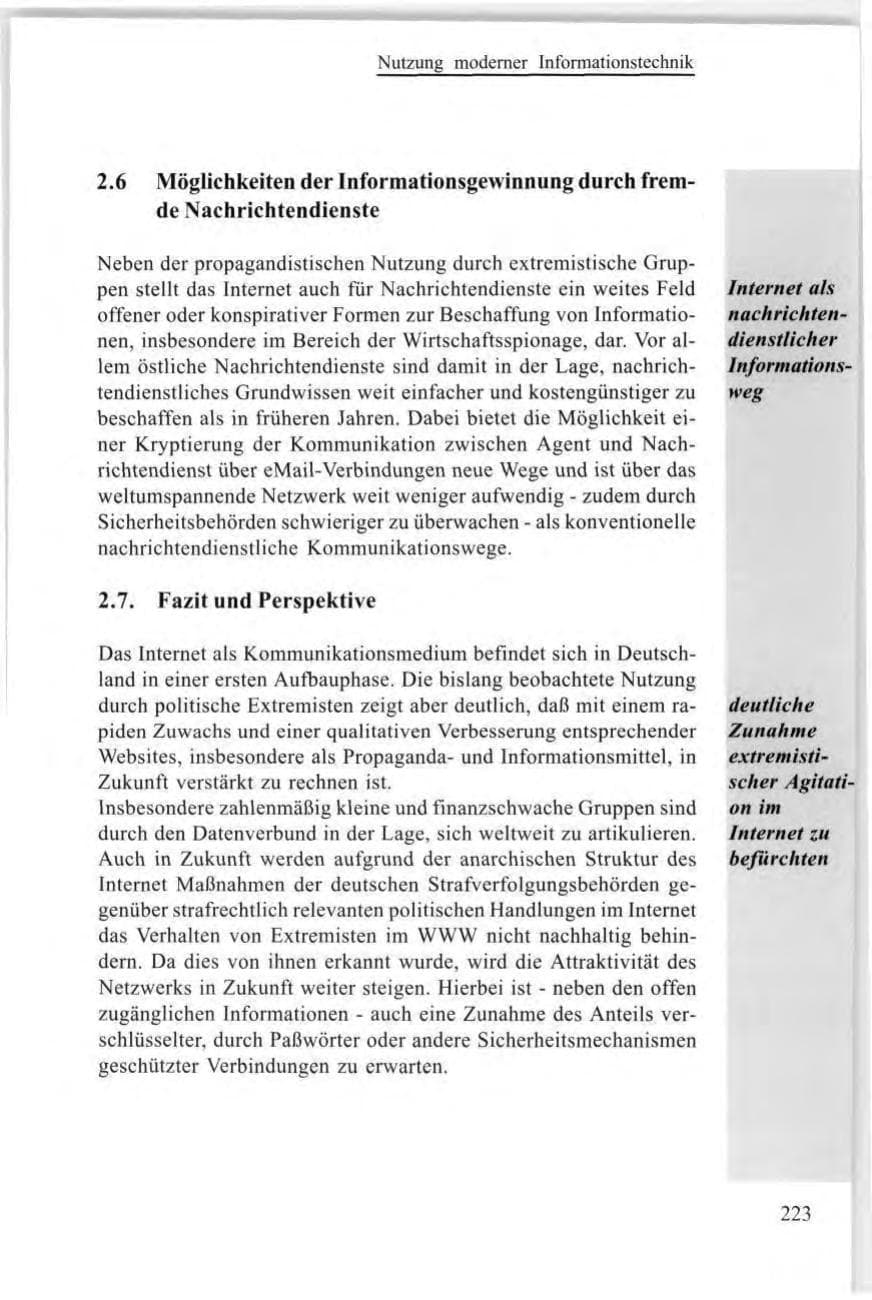 Seite 223 des Verfassungsschutzbericht 1997 Baden-Württemberg