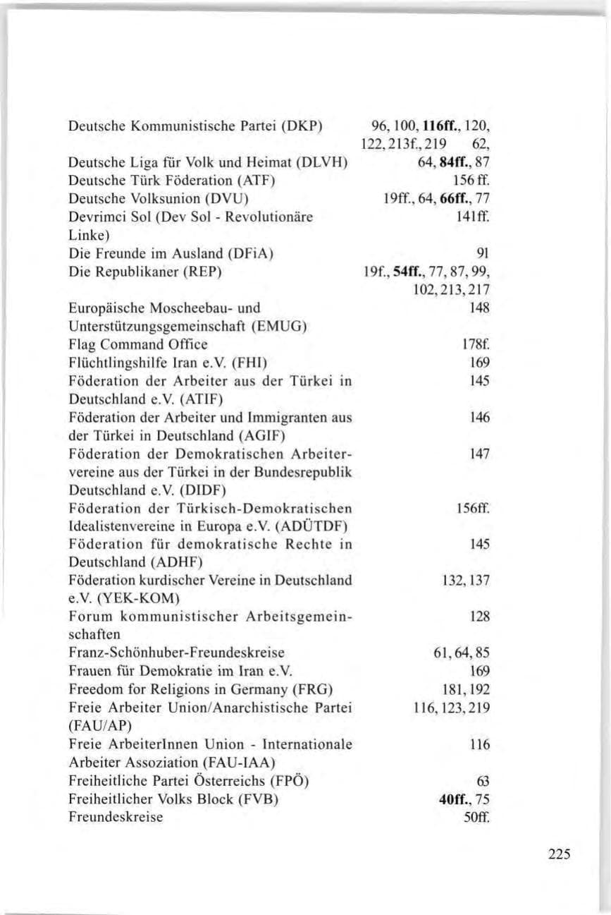 Seite 225 des Verfassungsschutzbericht 1997 Baden-Württemberg