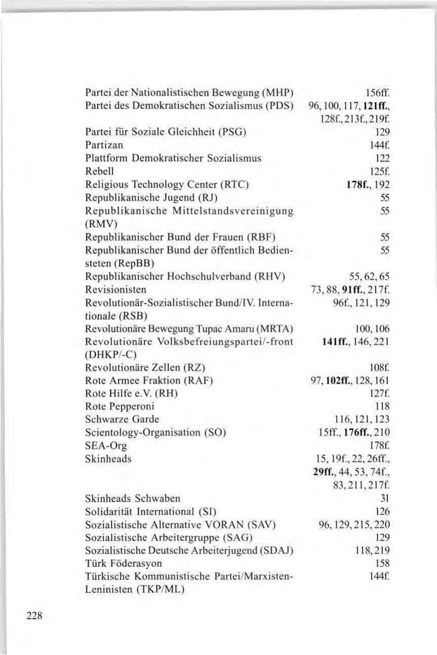 Seite 228 des Verfassungsschutzbericht 1997 Baden-Württemberg