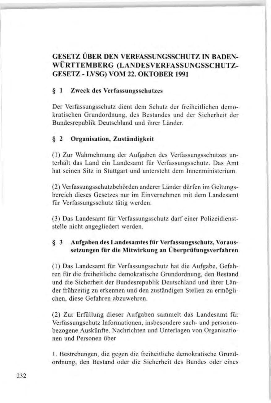 Seite 232 des Verfassungsschutzbericht 1997 Baden-Württemberg