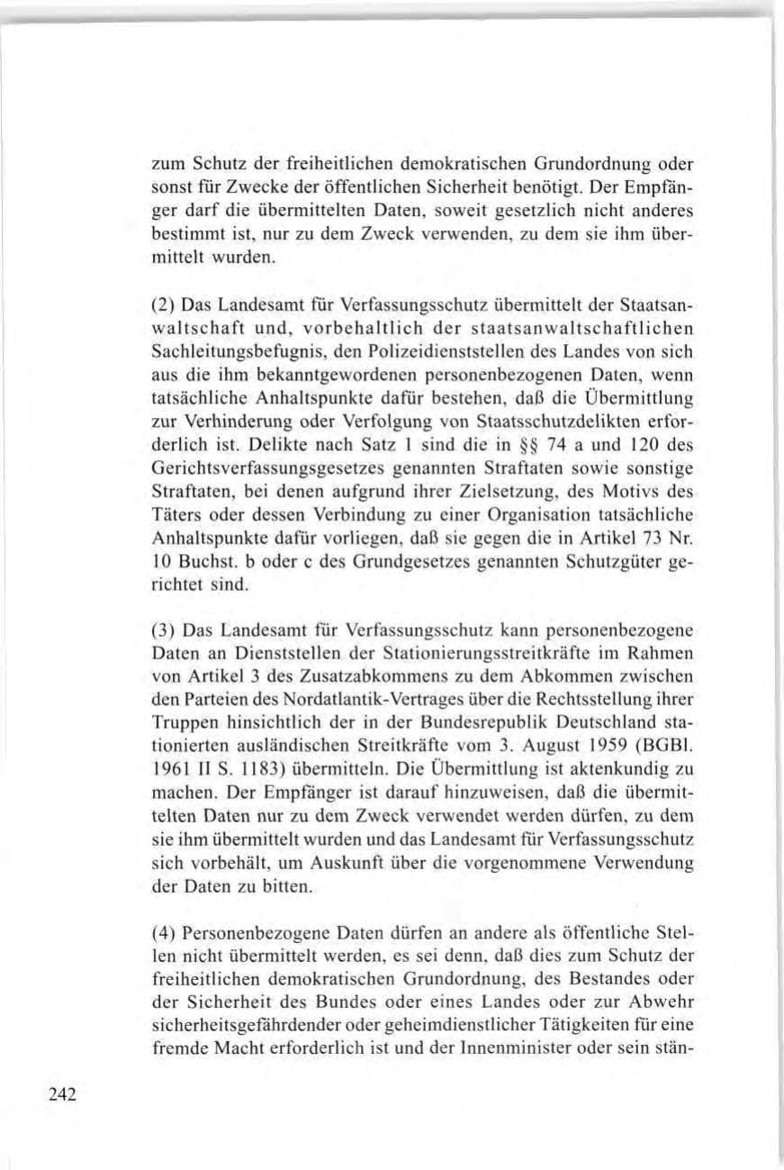 Seite 242 des Verfassungsschutzbericht 1997 Baden-Württemberg