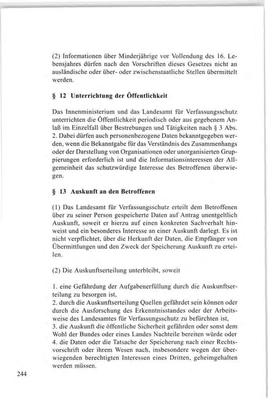 Seite 244 des Verfassungsschutzbericht 1997 Baden-Württemberg