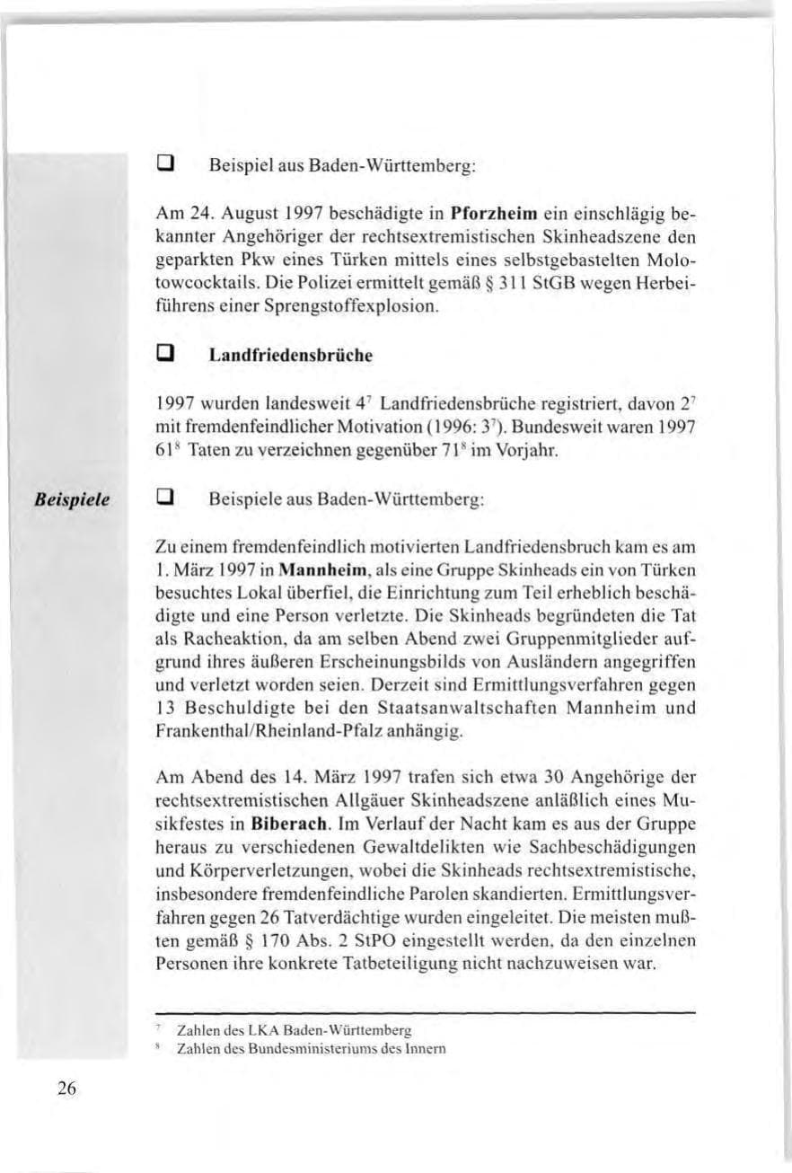 Seite 28 des Verfassungsschutzbericht 1997 Baden-Württemberg