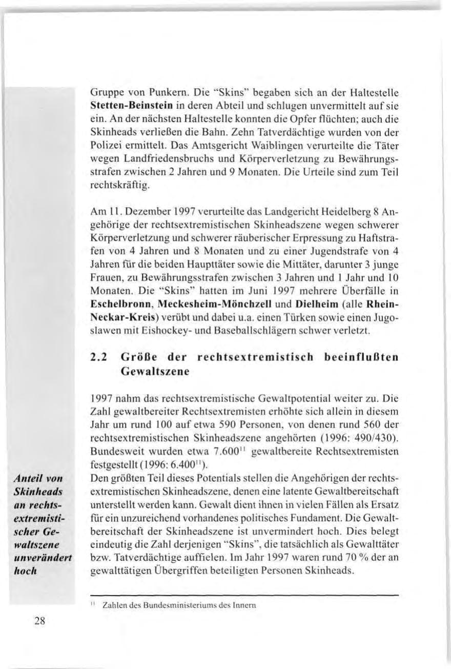 Seite 30 des Verfassungsschutzbericht 1997 Baden-Württemberg