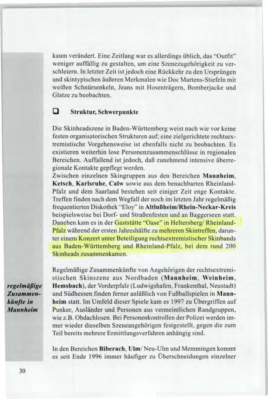 Seite 32 des Verfassungsschutzbericht 1997 Baden-Württemberg